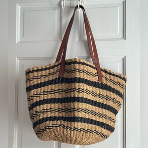 J. Crew Black and Brown Woven Tote